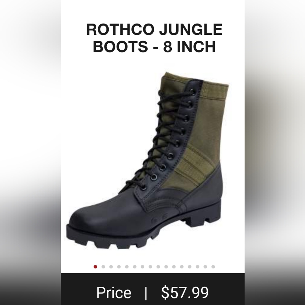 New Rothco Jungle Boots Size Mens 8 green Black 8 inch